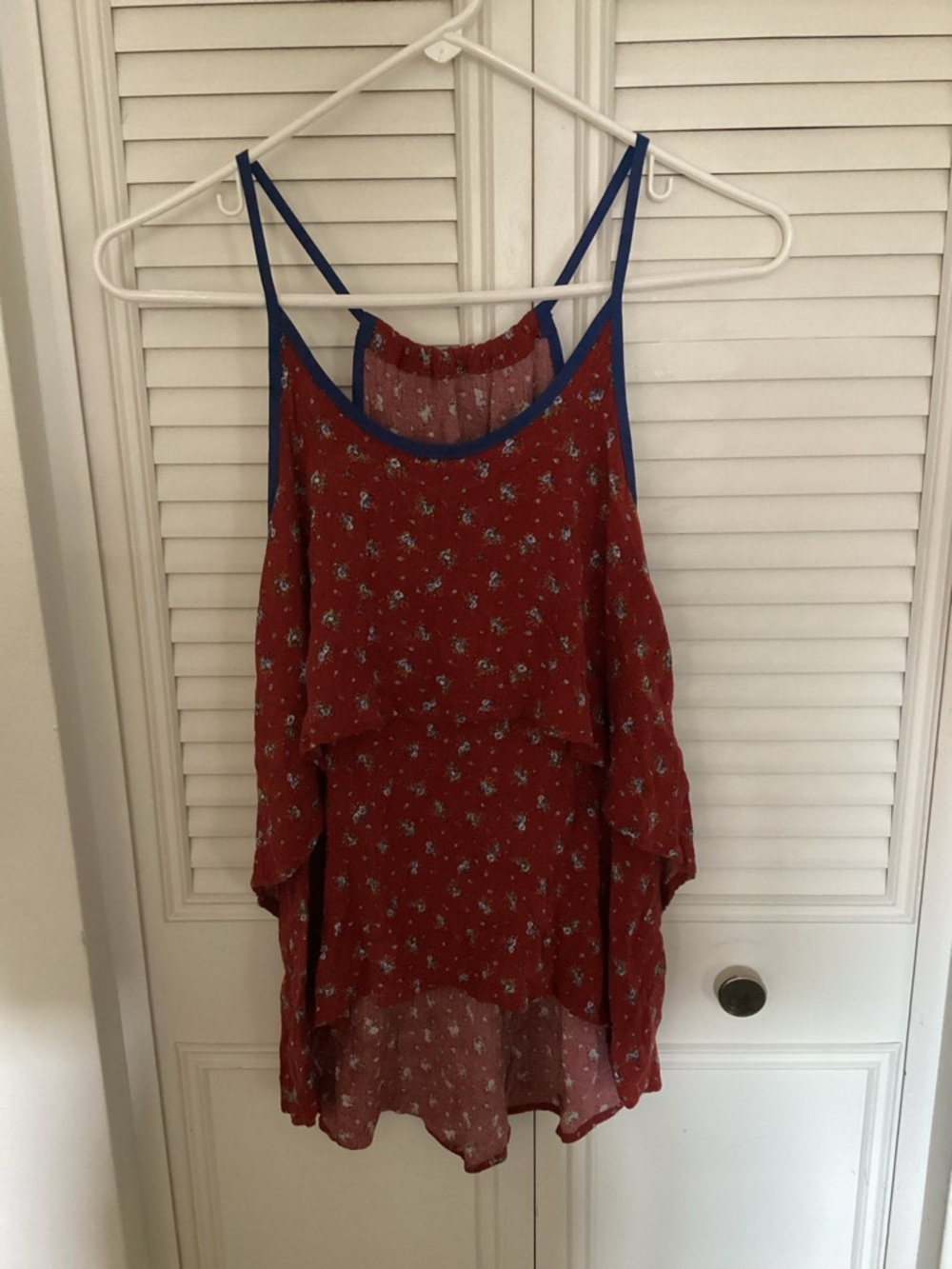 Harlowe & Graham Rust Floral Slip Dress with Blue Trim